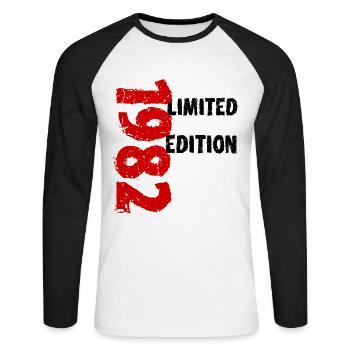 1982 édition limitée anniversaire cadeau femme mari - T-shirt baseball manches longues Homme - blanc/noir - Devant - Nik (191cm)