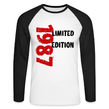1987 Édition limitée 36e anniversaire Cadeau amusant - T-shirt baseball manches longues Homme - blanc/noir - Devant - Nik (191cm)