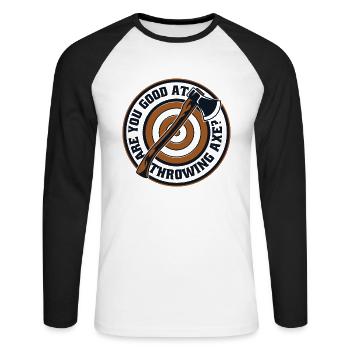 Bist du gut darin, Axt zu werfen Axt Wurf Spiel - Unisex Baseballshirt langarm - Weiß/Schwarz - Vorne - Nik (191cm)