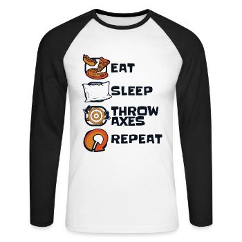 Manger Dormir Lancer Haches Répéter Hache Lancer Jeu Hache - T-shirt baseball manches longues Homme - blanc/noir - Devant - Nik (191cm)