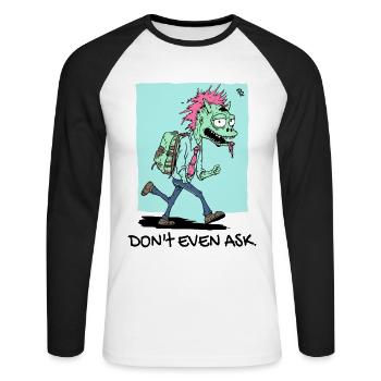 Zombie avec une troisième jambe, ne demandez même pas - T-shirt baseball manches longues Homme - blanc/noir - Devant - Nik (191cm)