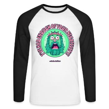 Assez de votre négativité ! - T-shirt baseball manches longues Homme - blanc/noir - Devant - Nik (191cm)