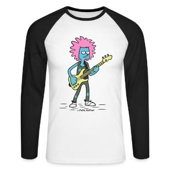 The coolest bass player in the band - Unisex Long Sleeve Baseball T-Shirt - white/black - Front - Nik (191cm)