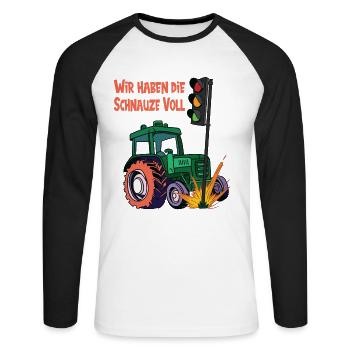 The traffic lights have to go! We're fed - Unisex Long Sleeve Baseball T-Shirt - white/black - Front - Nik (191cm)
