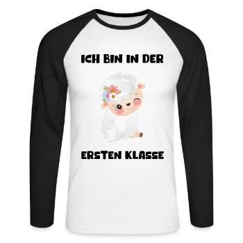 Mädchen Einschulung 2023 Schulbeginn Schulkind - Unisex Baseballshirt langarm - Weiß/Schwarz - Vorne - Nik (191cm)