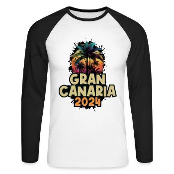 Gran Canaria 2024 Urlaub Spruch - Unisex Baseballshirt langarm - Weiß/Schwarz - Vorne - Nik (191cm)