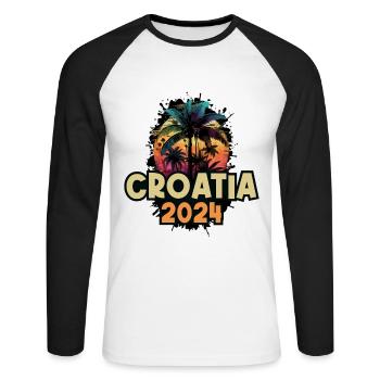 Croatia 2024 Holiday Saying - Unisex Long Sleeve Baseball T-Shirt - white/black - Front - Nik (191cm)