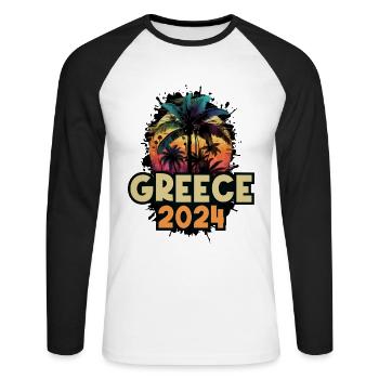 Greece 2024 Urlaub Spruch - Unisex Baseballshirt langarm - Weiß/Schwarz - Vorne - Nik (191cm)