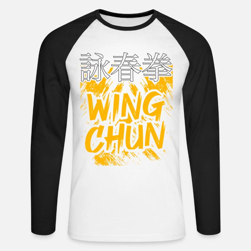 Wing Chun - Unisex Baseballshirt langarm - Weiß/Schwarz
