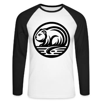 Biber Ureinwohner Amerikanisches Tierkreiszeichen - Unisex Baseballshirt langarm - Weiß/Schwarz - Vorne - Nik (191cm)