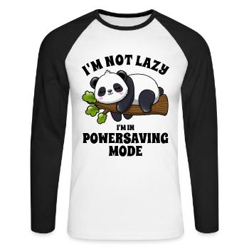 Panda - Je ne suis pas paresseux - en mode économie d’énergie - T-shirt baseball manches longues Homme - blanc/noir - Devant - Nik (191cm)