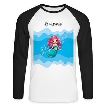 Partner Shirt Mermaid Girlfriend Wife Cruise - Unisex Long Sleeve Baseball T-Shirt - white/black - Front - Nik (191cm)