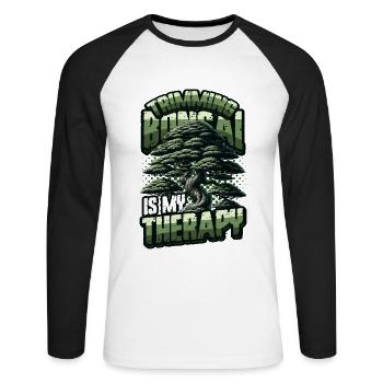 Trimming bonsai is my therapy bonsai - Unisex Long Sleeve Baseball T-Shirt - white/black - Front - Nik (191cm)