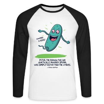 Peter, la graine modifiée radioactive - T-shirt baseball manches longues Homme - blanc/noir - Devant - Nik (191cm)