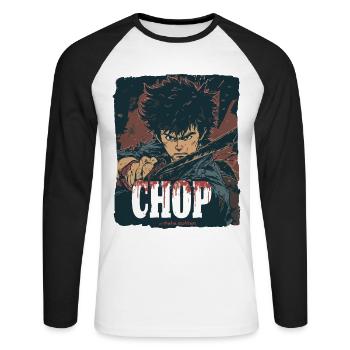 Falsches Anime Filmplakat für den Film "HACKEN" - Unisex Baseballshirt langarm - Weiß/Schwarz - Vorne - Nik (191cm)