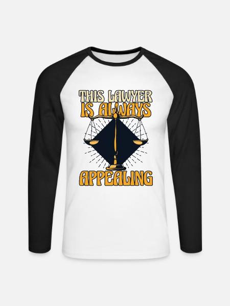 Denne advokat er altid appellerende statsadvokat - Langærmet herre-baseballshirt - hvid/sort
