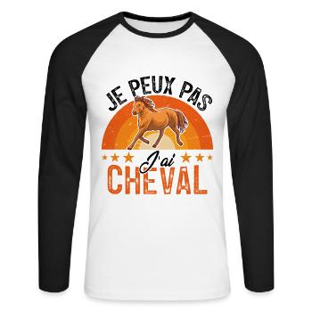 I can't I have a horse - Unisex Long Sleeve Baseball T-Shirt - white/black - Front - Nik (191cm)