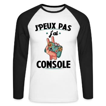 I can't I have console gaming gift - Unisex Long Sleeve Baseball T-Shirt - white/black - Front - Nik (191cm)