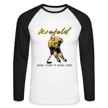 Krefeld - Ma ville mon amour Hockey sur glace - T-shirt baseball manches longues Homme - blanc/noir - Devant - Nik (191cm)