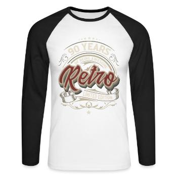 90 Year Old Special Vintage Anniversary Gift - Unisex Long Sleeve Baseball T-Shirt - white/black - Front - Nik (191cm)