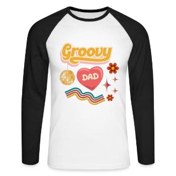 Groovy Dad Cool Dad Retro Police Design - T-shirt baseball manches longues Homme - blanc/noir - Devant - Nik (191cm)
