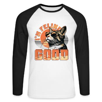 Funny Cat Lady, Cat Mom - Unisex Long Sleeve Baseball T-Shirt - white/black - Front - Nik (191cm)