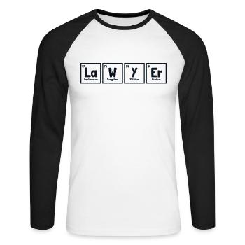 Lawyer Periodic Table Of Elements Legal Counsel - Unisex Long Sleeve Baseball T-Shirt - white/black - Front - Nik (191cm)