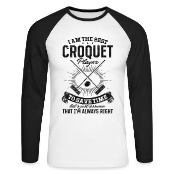 Je suis le meilleur joueur de croquet pour gagner du temps, ju - T-shirt baseball manches longues Homme - blanc/noir - Devant - Nik (191cm)