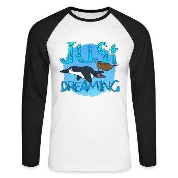 Juste rêver - T-shirt baseball manches longues Homme - blanc/noir - Devant - Nik (191cm)