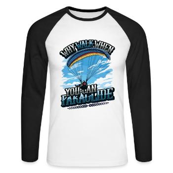 Parachutisme Parachutisme Parapente - T-shirt baseball manches longues Homme - blanc/noir - Devant - Nik (191cm)