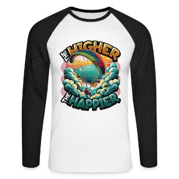 Skydiving Parachute Skydiving Paragliding - Unisex Long Sleeve Baseball T-Shirt - white/black - Front - Nik (191cm)