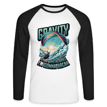 Skydiving Parachute Skydiving Paragliding - Unisex Long Sleeve Baseball T-Shirt - white/black - Front - Nik (191cm)