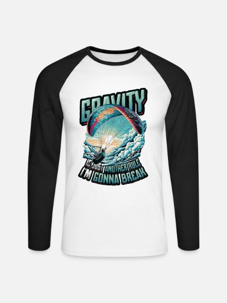 Skydiving Parachute Skydiving Paragliding - Unisex Long Sleeve Baseball T-Shirt - white/black