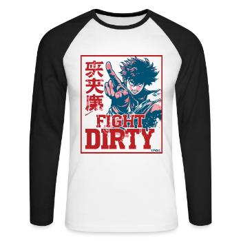 Anime Martial Arts: Fight Dirty - Unisex Long Sleeve Baseball T-Shirt - white/black - Front - Nik (191cm)