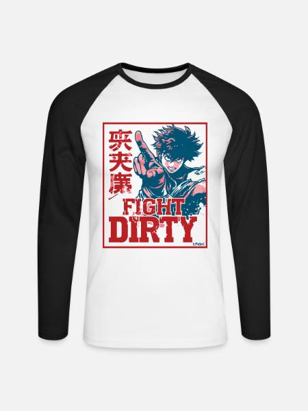 Anime-Kampfkunst: Kämpfe schmutzig - Unisex Baseballshirt langarm - Weiß/Schwarz