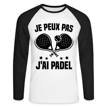 I can't I have padel padel player padelist - Unisex Long Sleeve Baseball T-Shirt - white/black - Front - Nik (191cm)