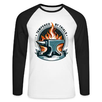 Blacksmith Metalworker Bladesmith Metal - Unisex Long Sleeve Baseball T-Shirt - white/black - Front - Nik (191cm)