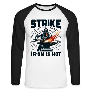 Blacksmith Metalworker Bladesmith Metal - Unisex Long Sleeve Baseball T-Shirt - white/black - Front - Nik (191cm)