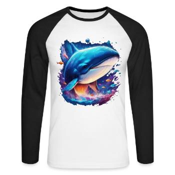 Blue Whale - Unisex Long Sleeve Baseball T-Shirt - white/black - Front - Nik (191cm)