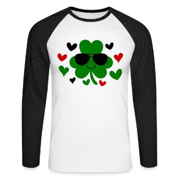 Accessoires de la Saint-Patrick Irlande Shamrock décoration - T-shirt baseball manches longues Homme - blanc/noir - Devant - Nik (191cm)