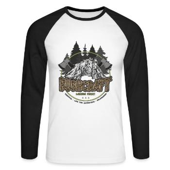 Abri extérieur de survie Bushcraft Adventure - T-shirt baseball manches longues Homme - blanc/noir - Devant - Nik (191cm)