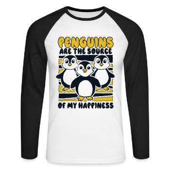 Les pingouins sont la source de mon bonheur Seabird - T-shirt baseball manches longues Homme - blanc/noir - Devant - Nik (191cm)