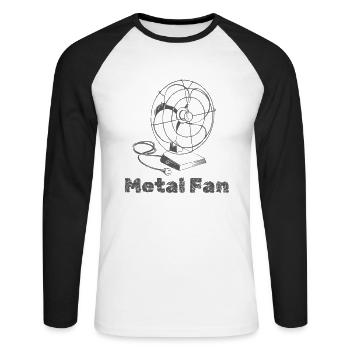 Metal Fan lustiges Heavy Metal Shirt Ventilator - Unisex Baseballshirt langarm - Weiß/Schwarz - Vorne - Nik (191cm)