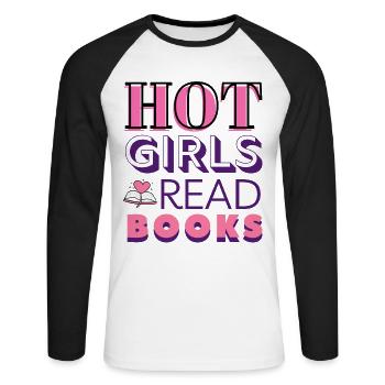 Heiße Mädchen lesen Bücher Literarische Lesung Lustiger Humor - Unisex Baseballshirt langarm - Weiß/Schwarz - Vorne - Nik (191cm)