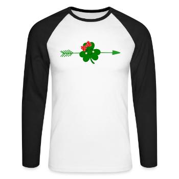 Accessoires de la Saint-Patrick Irlande Shamrock décoration - T-shirt baseball manches longues Homme - blanc/noir - Devant - Nik (191cm)