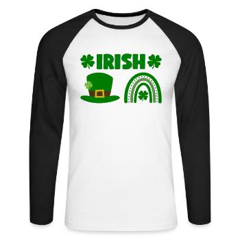 Accessoires de la Saint-Patrick Irlande Shamrock décoration - T-shirt baseball manches longues Homme - blanc/noir - Devant - Nik (191cm)
