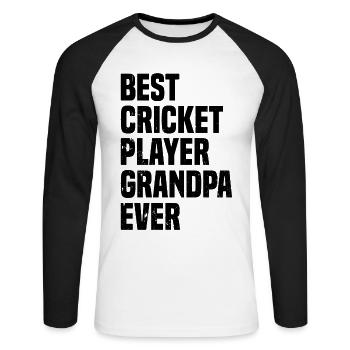 Meilleur grand-père joueur de cricket de tous les temps - Cricketing Gran - T-shirt baseball manches longues Homme - blanc/noir - Devant - Nik (191cm)