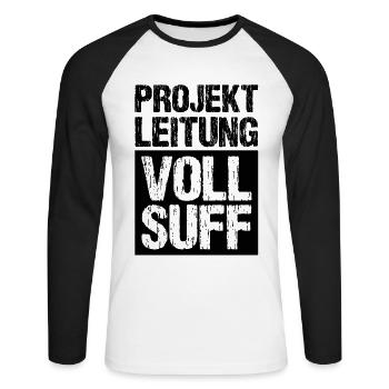 Bier Saufen Shirt Damen Herren Feiern Partnerlook - Unisex Baseballshirt langarm - Weiß/Schwarz - Vorne - Nik (191cm)