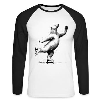 L’ours polaire adore faire du patin à glace au pôle Nord de l’Arctique - T-shirt baseball manches longues Homme - blanc/noir - Devant - Nik (191cm)