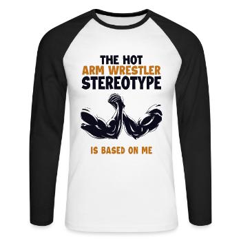 Le stéréotype du bras de fer est basé sur moi Trainer - T-shirt baseball manches longues Homme - blanc/noir - Devant - Nik (191cm)